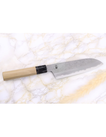 Sakai Kikumori Kikuzuki Rin 18 cm santokukniv japansk håndlaget
