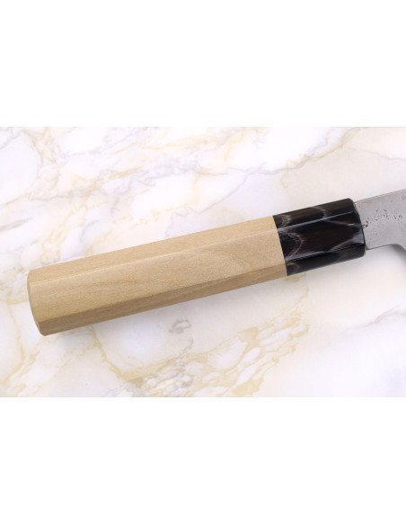 Faca santoku Sakai Kikumori Kikuzuki Rin 18cm artesanal japonesa
