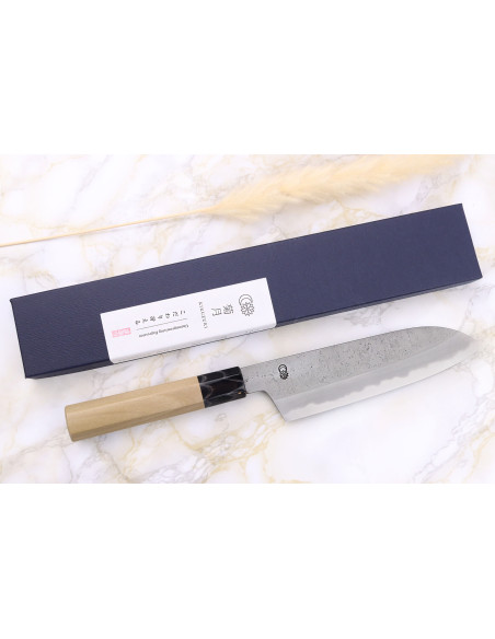 Sakai Kikumori Kikuzuki Rin 18 cm coltello santoku giapponese fatto a mano