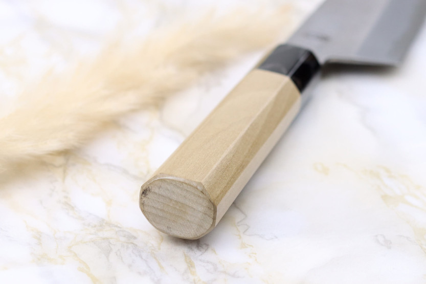 Sakai Kikumori Kikuzuki Rin 18cm cuchillo santoku japonés hecho a mano