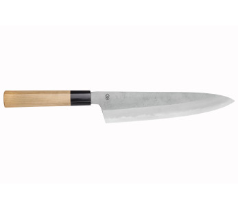 Faca de chef japonesa artesanal Sakai Kikumori Kikuzuki Rin 24cm