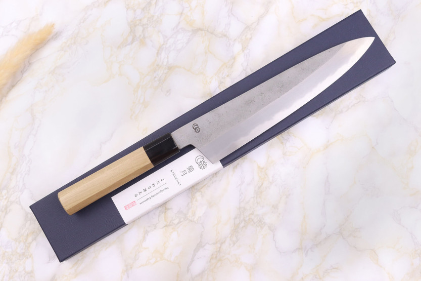 Sakai Kikumori Kikuzuki Rin 24cm japanilainen käsityöläiskokkiveitsi