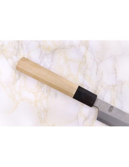 Sakai Kikumori Kikuzuki Rin 27cm kiritsuke yanagiba japansk handgjord kniv