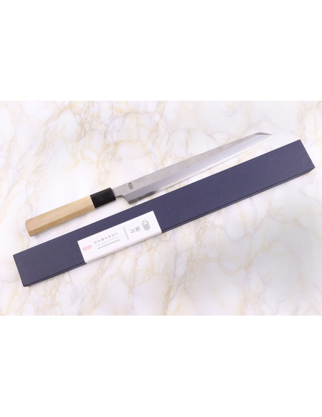 Sakai Kikumori Kikuzuki Rin 27cm kiritsuke yanagiba japans handgemaakt mes