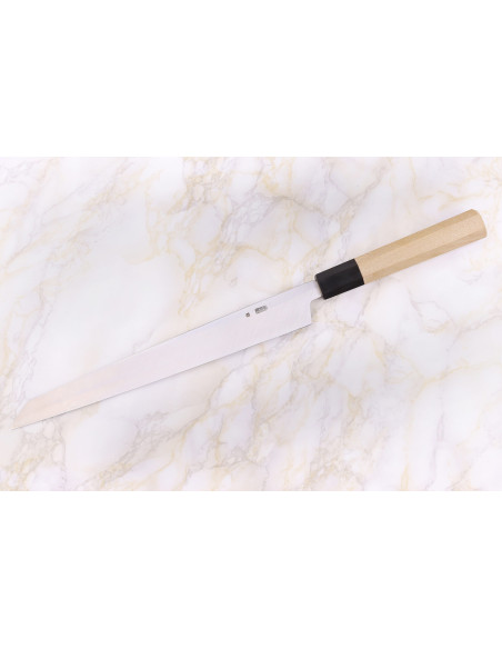 Sakai Kikumori Kikuzuki Rin 27cm kiritsuke yanagiba japans handgemaakt mes