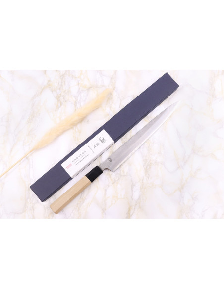Sakai Kikumori Kikuzuki Rin 24 cm japansk håndlavet yanagiba-kniv