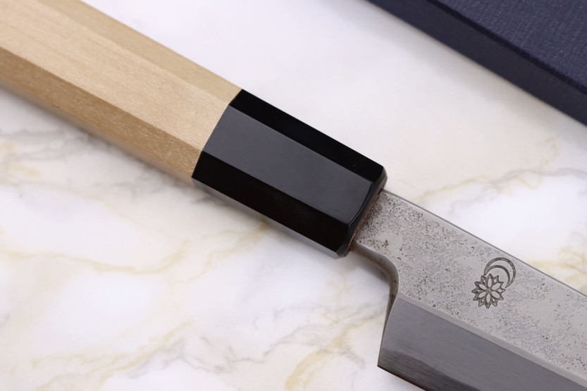 Sakai Kikumori Kikuzuki Rin 24cm cuchillo japonés hecho a mano yanagiba
