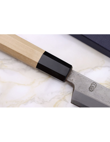 Sakai Kikumori Kikuzuki Rin 24cm cuchillo japonés hecho a mano yanagiba