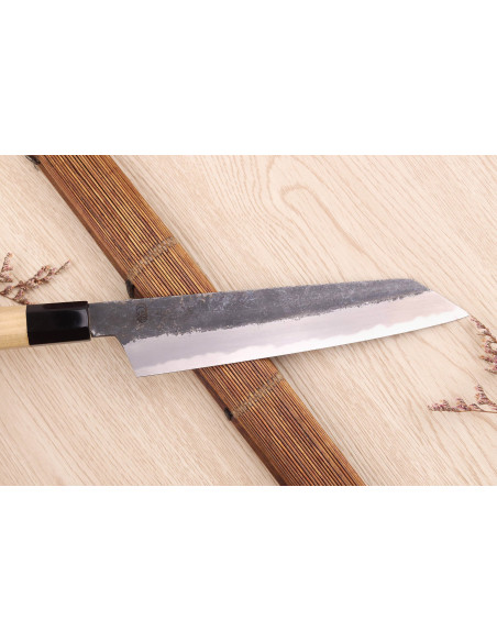 Sakai Kikumori Kikuzuki Kuro 21cm cuchillo japonés kiritsuke hecho a mano