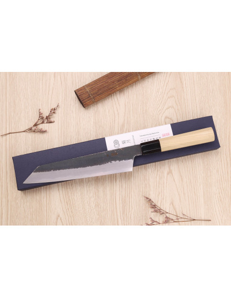 Faca japonesa kiritsuke Sakai Kikumori Kikuzuki Kuro 21cm feita à mão