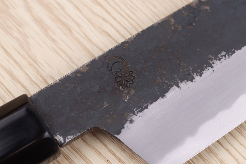 Sakai Kikumori Kikuzuki Kuro 21cm handgemaakt Japans kiritsuke mes