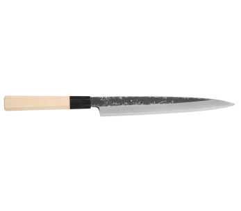 Sakai Kikumori Kikuzuki Kuro 24cm japanilainen käsintehty yanagiba veitsi