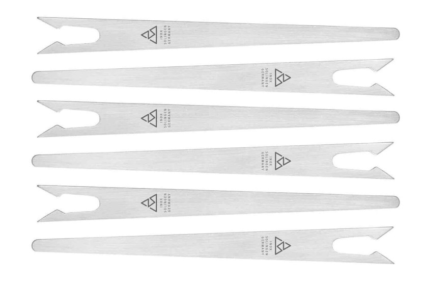 Set of 6 stainless steel Triangle appetizer picks