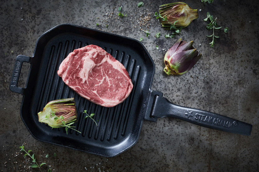 Gietijzeren Steak Champ grillpan 26x26x3,5cm