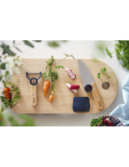 Set coltello + pelapatate + proteggi dita Opinel Le Petit Chef - Blu
