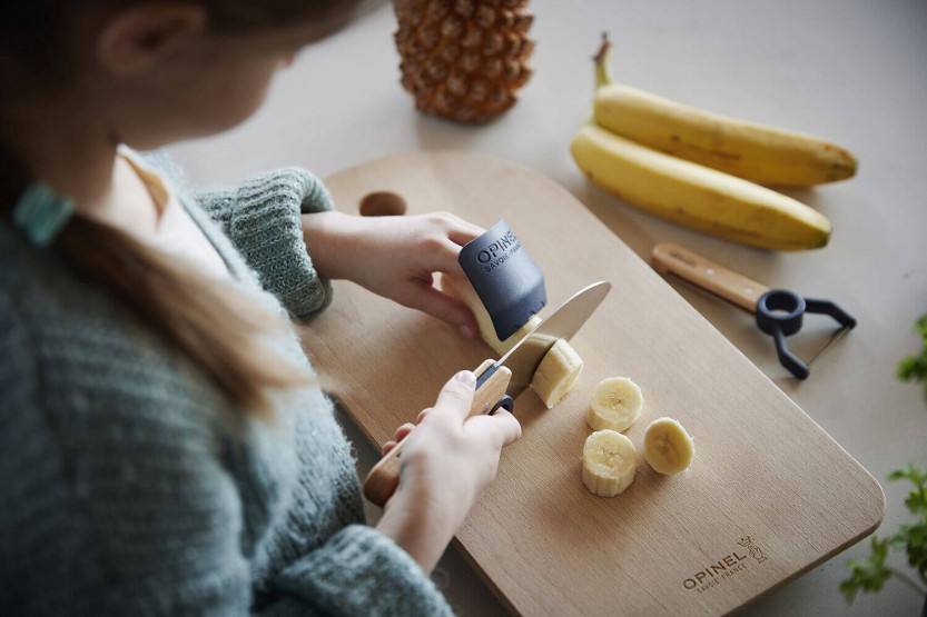 Opinel Le Petit Chef kniv + skreller + fingerbeskyttersett - Blå