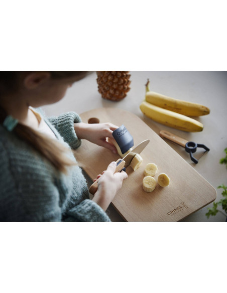 Opinel Le Petit Chef conjunto de faca + descascador + protetor de dedos - Azul