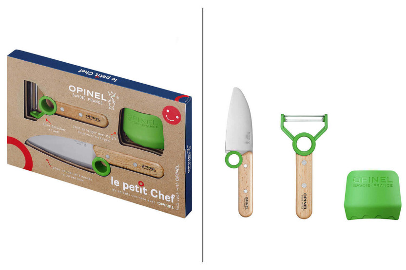 Opinel Le Petit Cuchillo de Chef + Pelador + Protector de Dedos - Verde