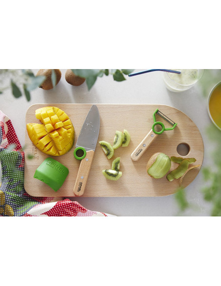 Opinel Le Petit Cuchillo de Chef + Pelador + Protector de Dedos - Verde
