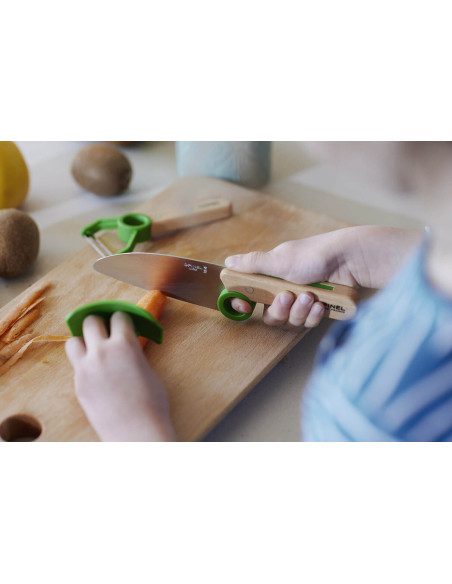 Opinel Le Petit Cuchillo de Chef + Pelador + Protector de Dedos - Verde