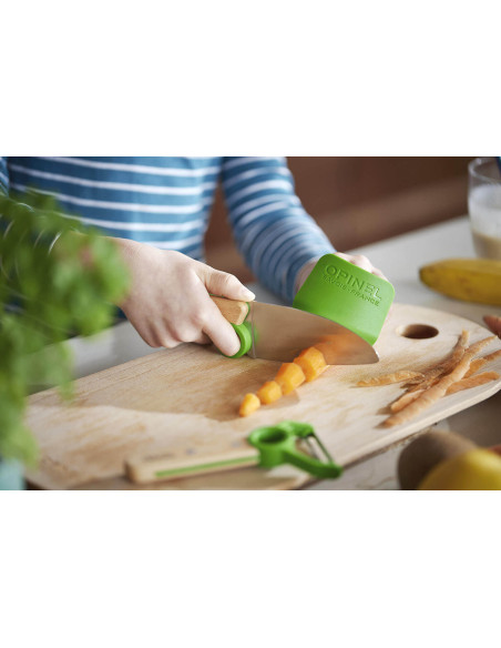 Opinel Le Petit Cuchillo de Chef + Pelador + Protector de Dedos - Verde