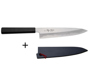 Kagekiyo Damasco 21cm cuchillo de chef japonés hecho a mano + Saya