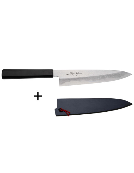Kagekiyo Damascus 21cm handmade Japanese chef knife + Saya