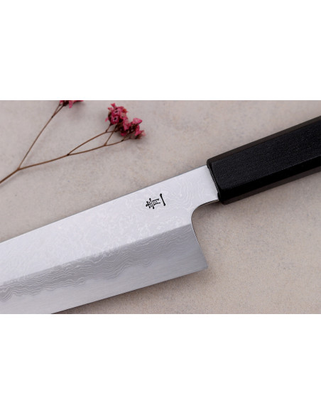 Kagekiyo Damascus Yoshikazu Tanaka 21cm käsintehty japanilainen kokkiveitsi + Saya