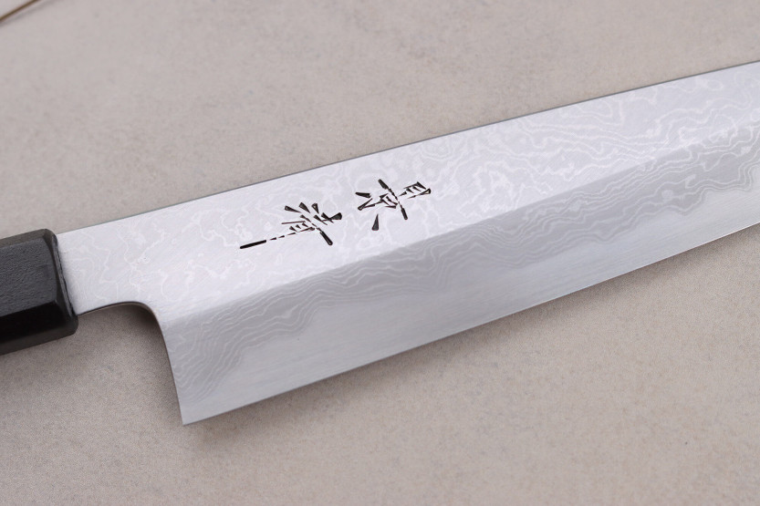 Kagekiyo Damascus Yoshikazu Tanaka 21cm käsintehty japanilainen kokkiveitsi + Saya