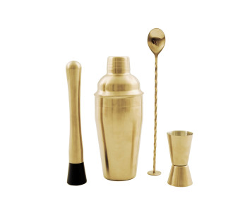 Point Virgule cocktailset met 4 gouden roestvrijstalen accessoires