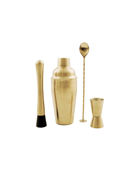 Point Virgule cocktailset met 4 gouden roestvrijstalen accessoires