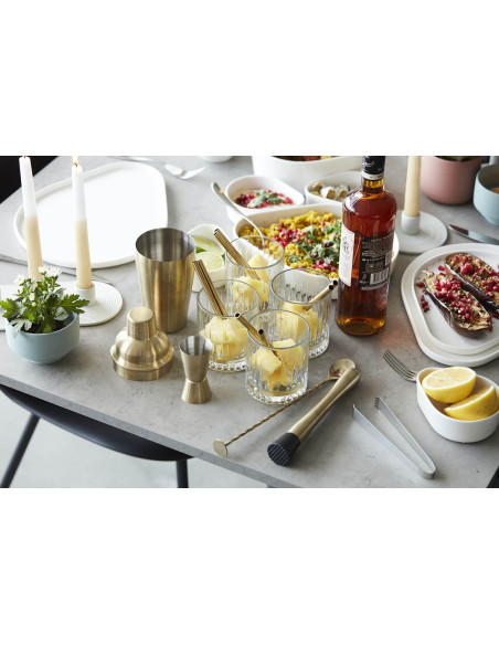 Cocktailbox Point Virgule 4 Accessoires aus vergoldetem Edelstahl