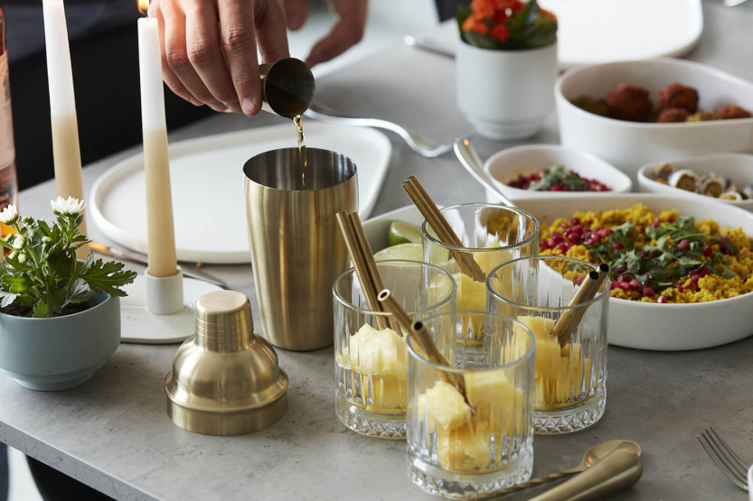 Point Virgule cocktailset met 4 gouden roestvrijstalen accessoires