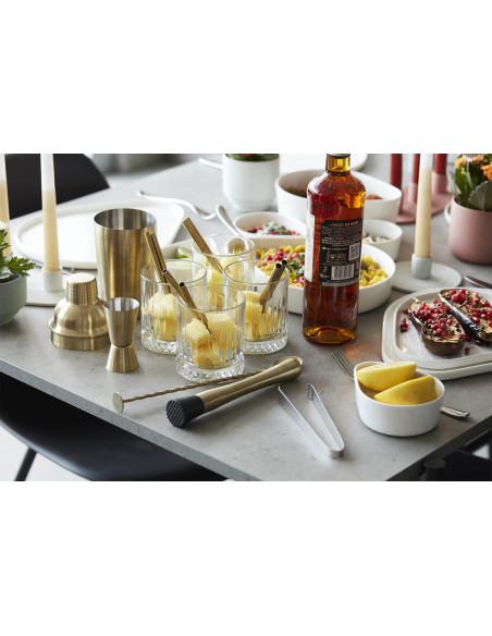 Conjunto de cocktail Point Virgule com 4 acessórios dourados em aço inoxidável