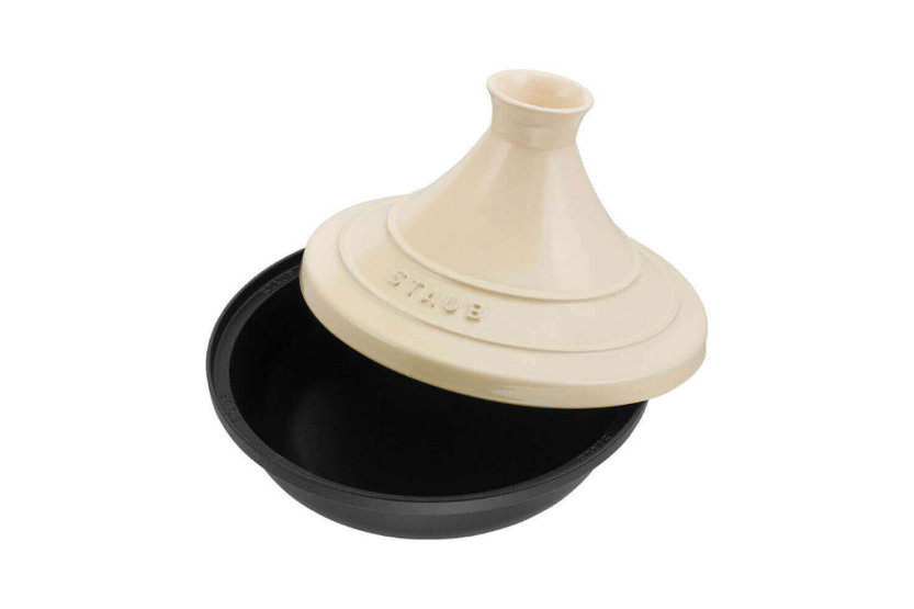 Piastra per tagine in ghisa smaltata Staub da 20 cm con coperchio compatibile con l'induzione color crema