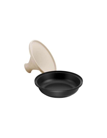 Prato tagine de ferro fundido esmaltado Staub de 20 cm com tampa compatível com indução de cor creme