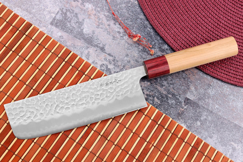 Tsunehisa Aogami Super martillado 16.5cm cuchillo japonés nakiri hecho a mano
