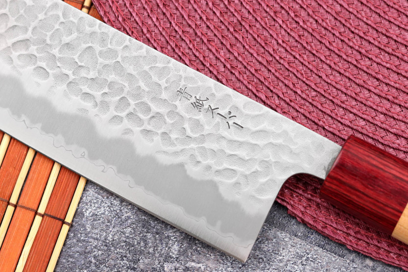 Tsunehisa Aogami Super martillado 16.5cm cuchillo japonés nakiri hecho a mano