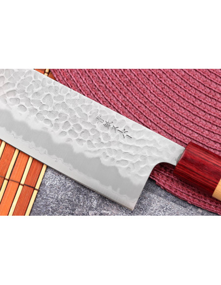 Faca nakiri japonesa Tsunehisa Aogami Super martelada de 16,5 cm feita à mão