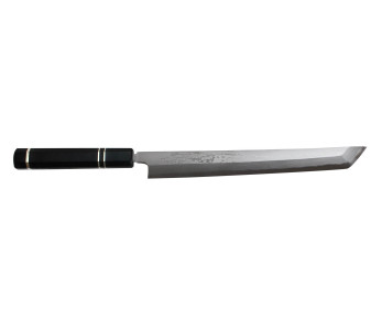 Naoki Mazaki Damasco 27cm biselado sakimaru takohiki cuchillo artesanal japonés