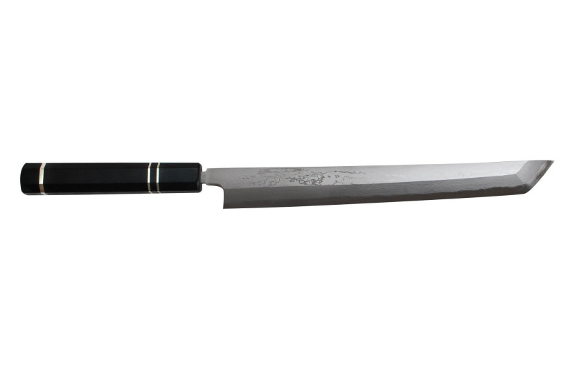 Naoki Mazaki Damasco 27cm biselado sakimaru takohiki cuchillo artesanal japonés