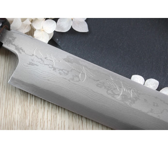 Naoki Mazaki Damaskus 27 cm skråslipt sakimaru takohiki japansk håndverkskniv 2
