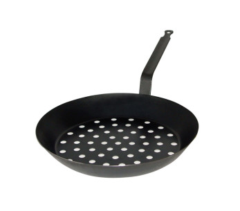Sartén Baumalu de chapa de acero perforada de 28 cm para cocinar sobre brasas