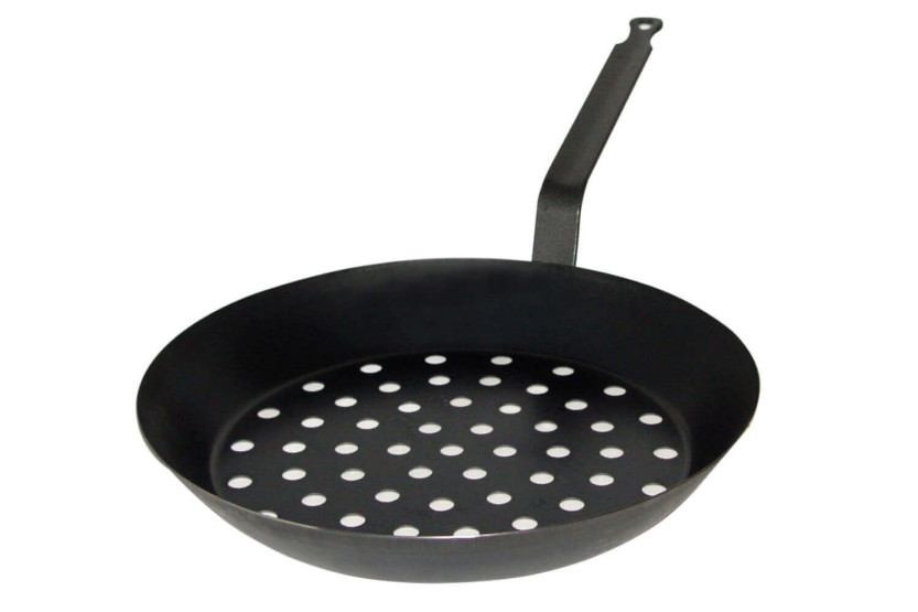 Baumalu 28cm geperforeerde plaatstalen kastanje pan voor koken boven kolen