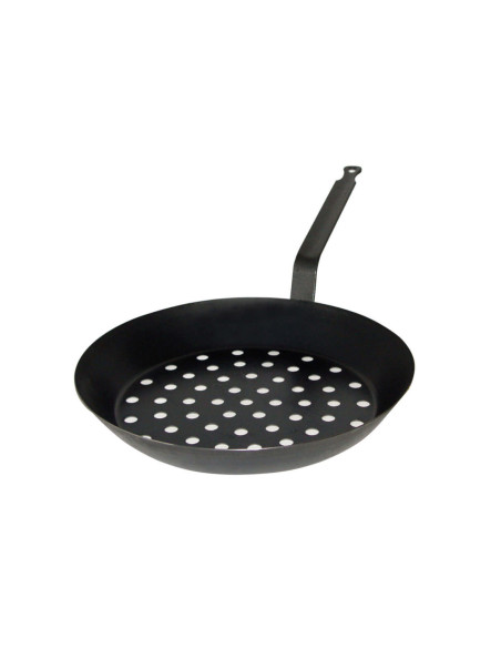 Baumalu 28cm geperforeerde plaatstalen kastanje pan voor koken boven kolen