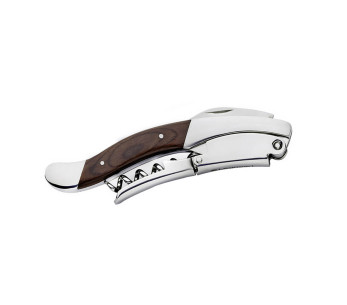 Cavatappi professionale Legnoart Ghemme WF-1DX in acciaio lucido e manico in wengé