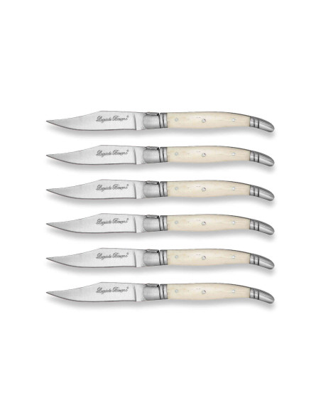 Estuche regalo de 6 cuchillos de mesa Laguiole Bougna, mango de hueso