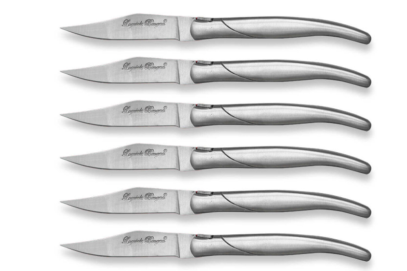 Geschenkverpakking met 6 Laguiole Bougna tafelmessen met roestvrijstalen handvatten