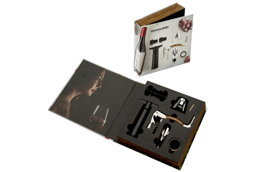 Caixa de oferta Legnoart Memorabile sommelier com 7 acessórios