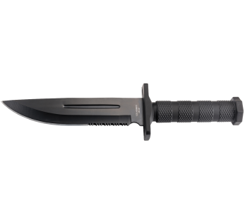 Faca Herbertz 109118 18,2 cm lâmina semi-serrada cabo em polímero preto + estojo